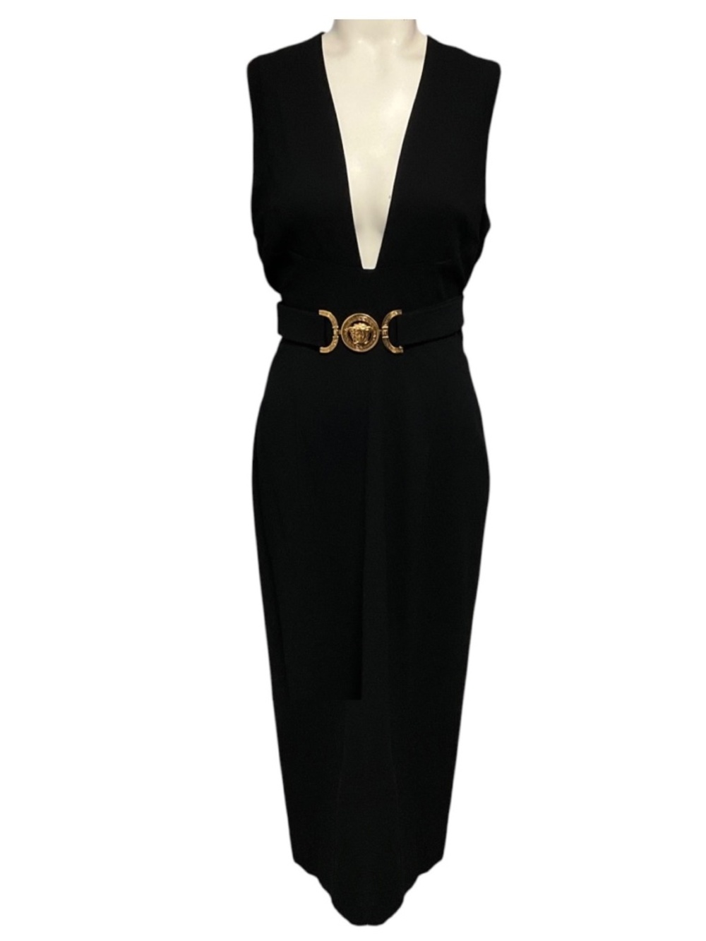 VERSACE BLACK MEDUSA BIGGIE MIDI DRESS